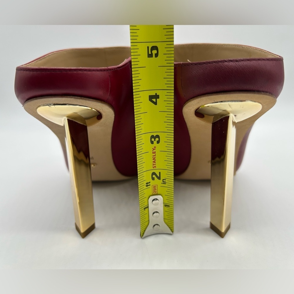 Michael Kors Halle Mule Pump Deep Red Leather Heels | Size 6.5M | New With Box - Picture 8 of 11